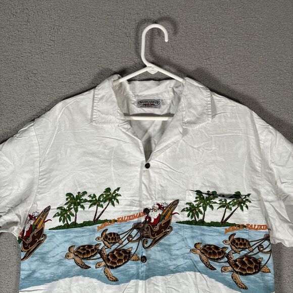 Pacific Legend Hawaiian Shirt Santa Sea Turtle Print Men’s Size XL White - Picture 3 of 11